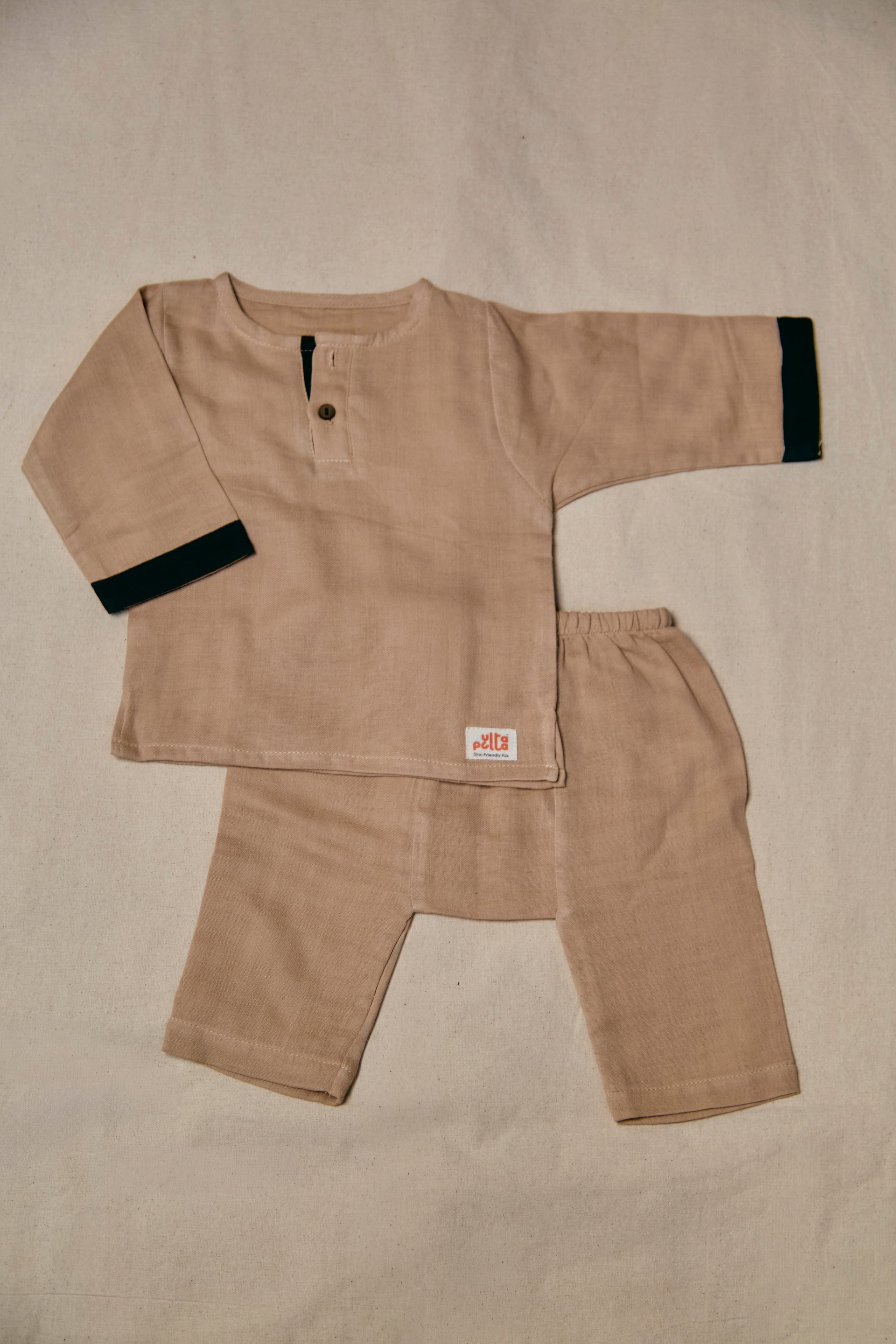 Beige Organic Muslin Kurta set| Infant Loungewear
