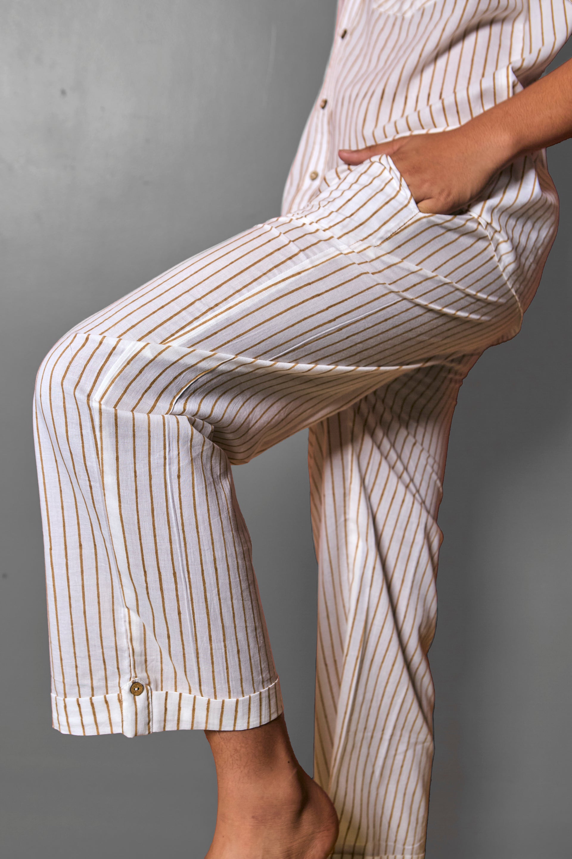 Handblocked| Brown Stripes Pyjama Set – Kids Sleepwear | Ulta Pulta
