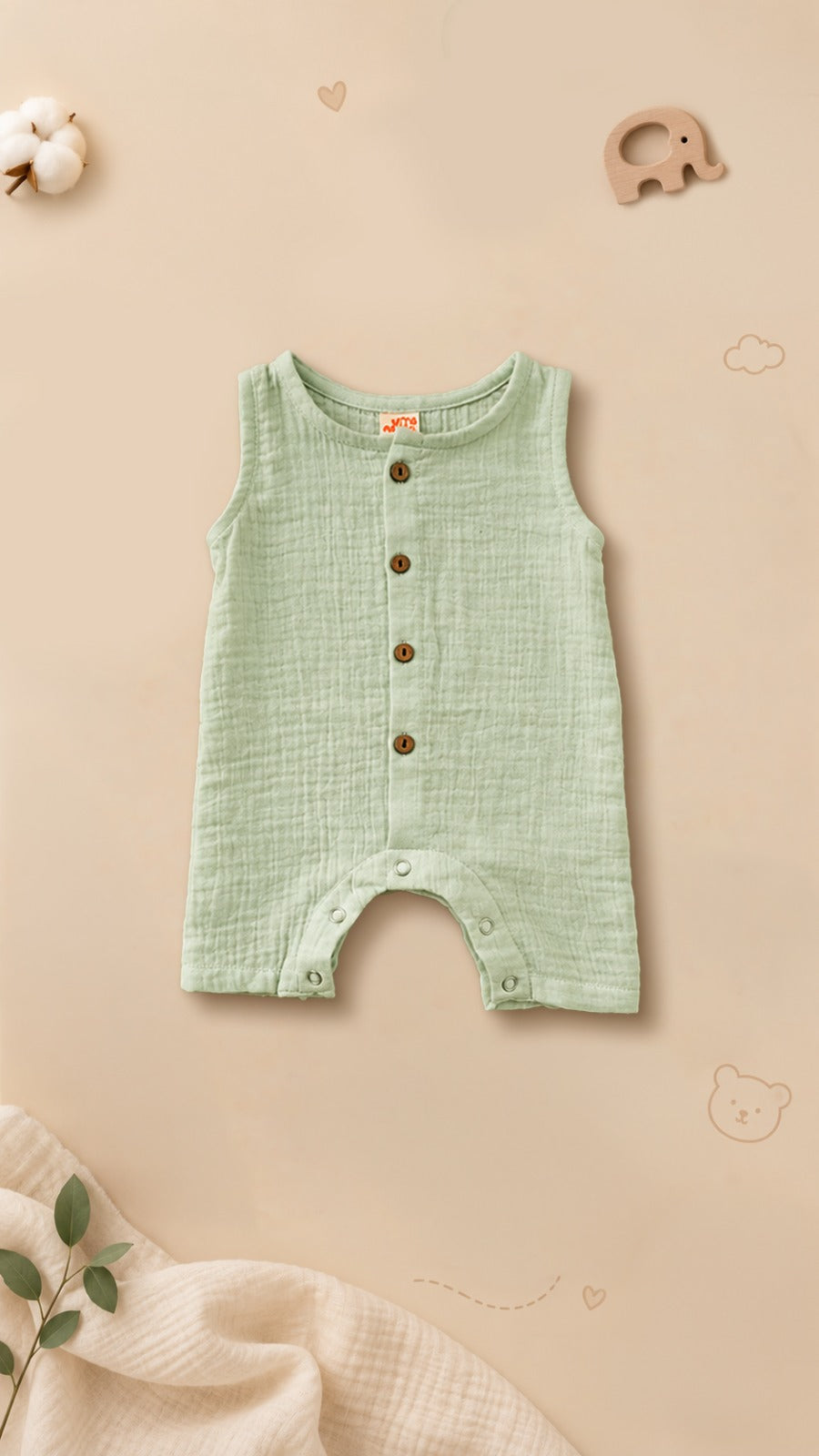 Organic Muslin Romper & Swaddler| Infant Gift Set