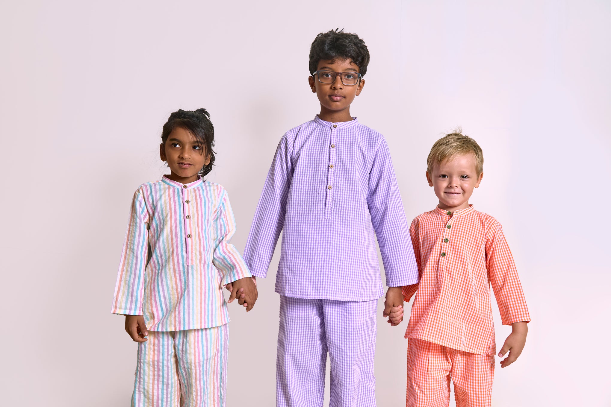 The Seersucker Lounge Set| Organic Cotton| Unisex Kids loungewear Set