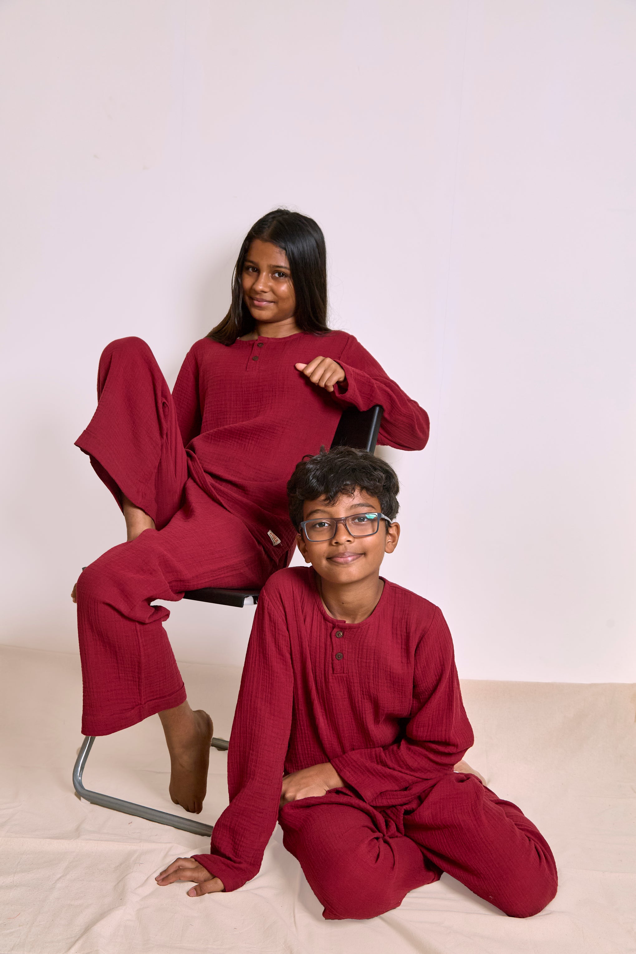Rosewood Organic Muslin set| Kids Unisex Loungewear Twinning Bundle