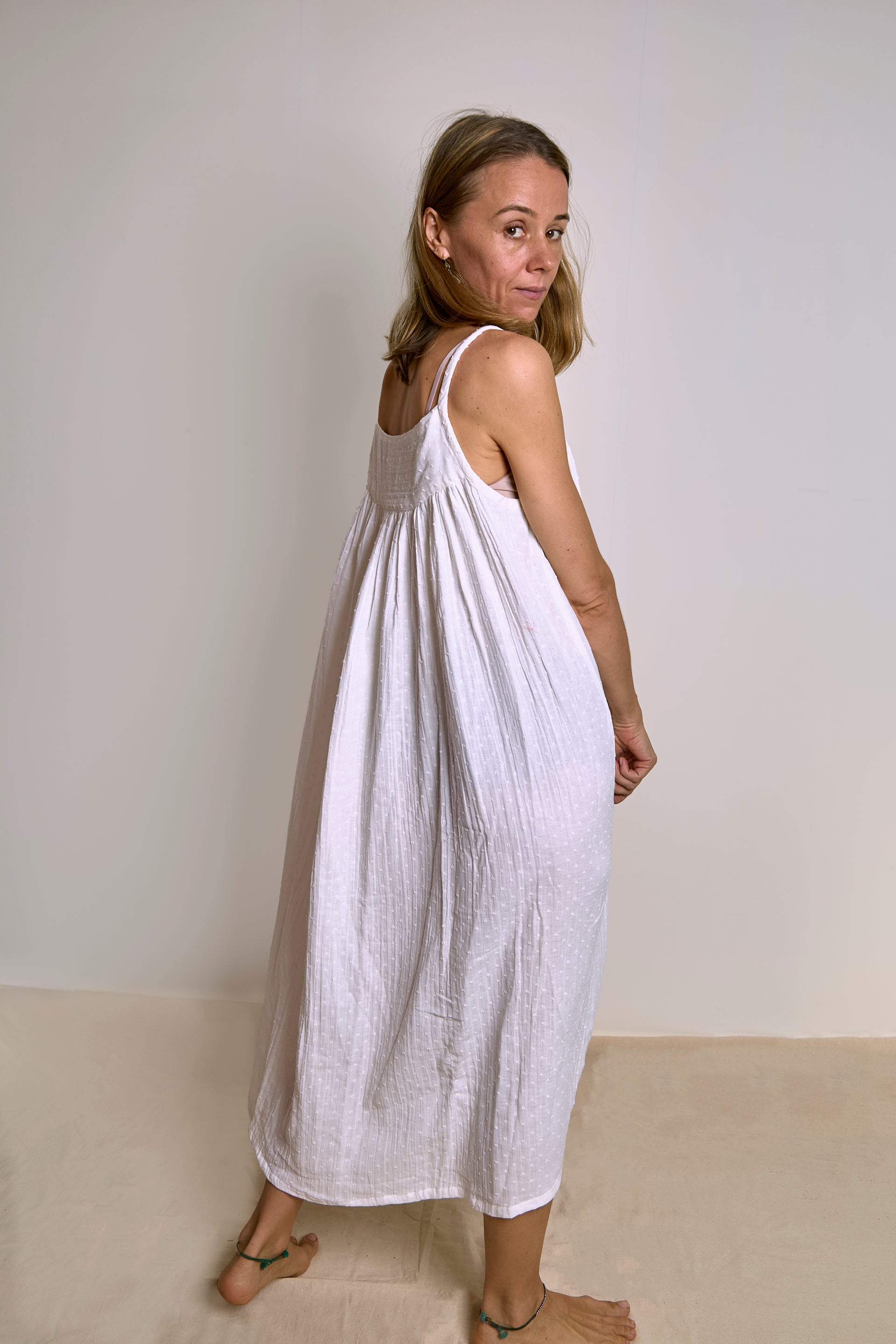 Ivory Night Dress| Organic Muslin| Adult Sleepwear