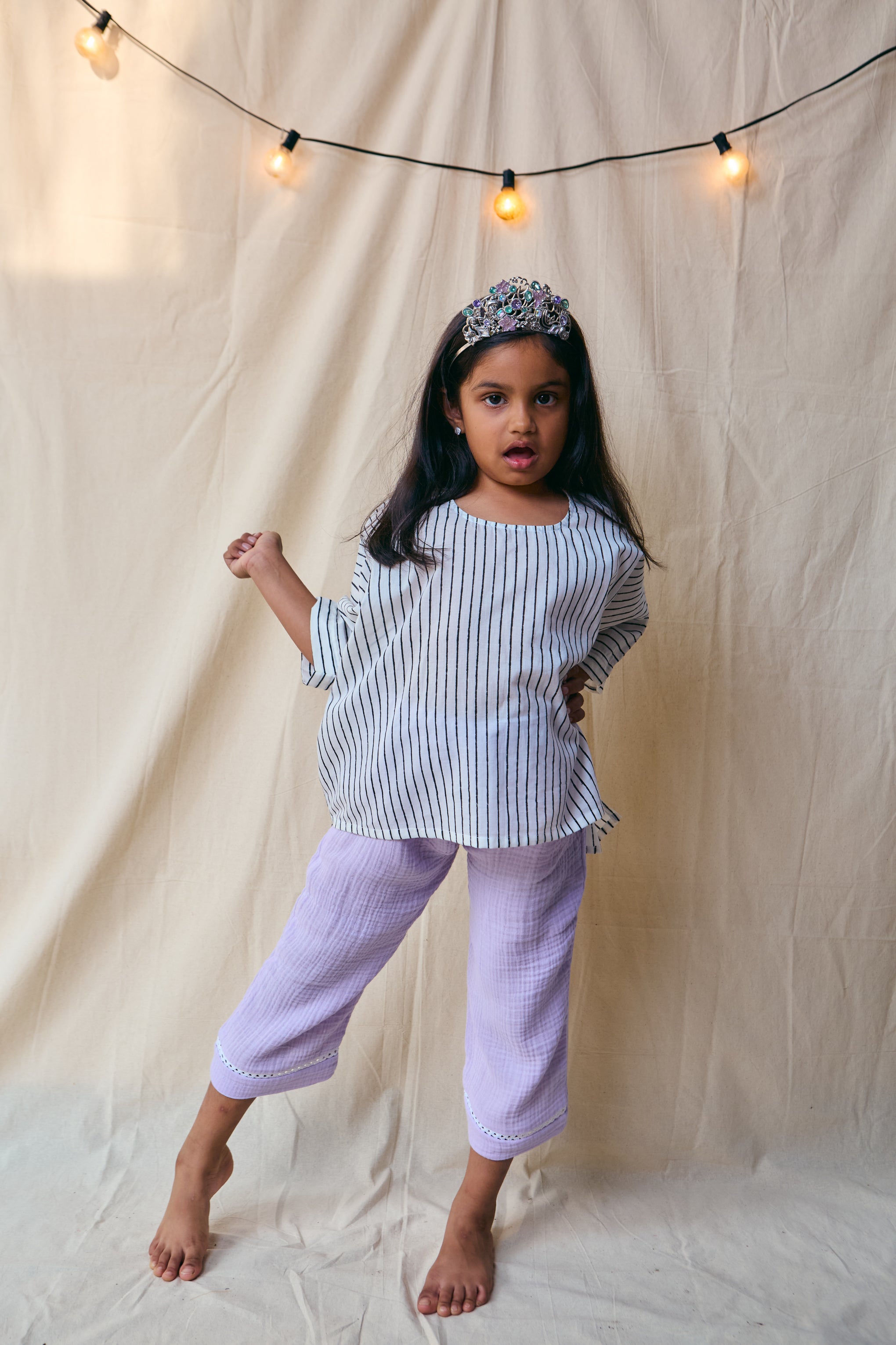 Lilac Breeze Kids Muslin Pajama Set |Skin Friendly |Summer Loungewear