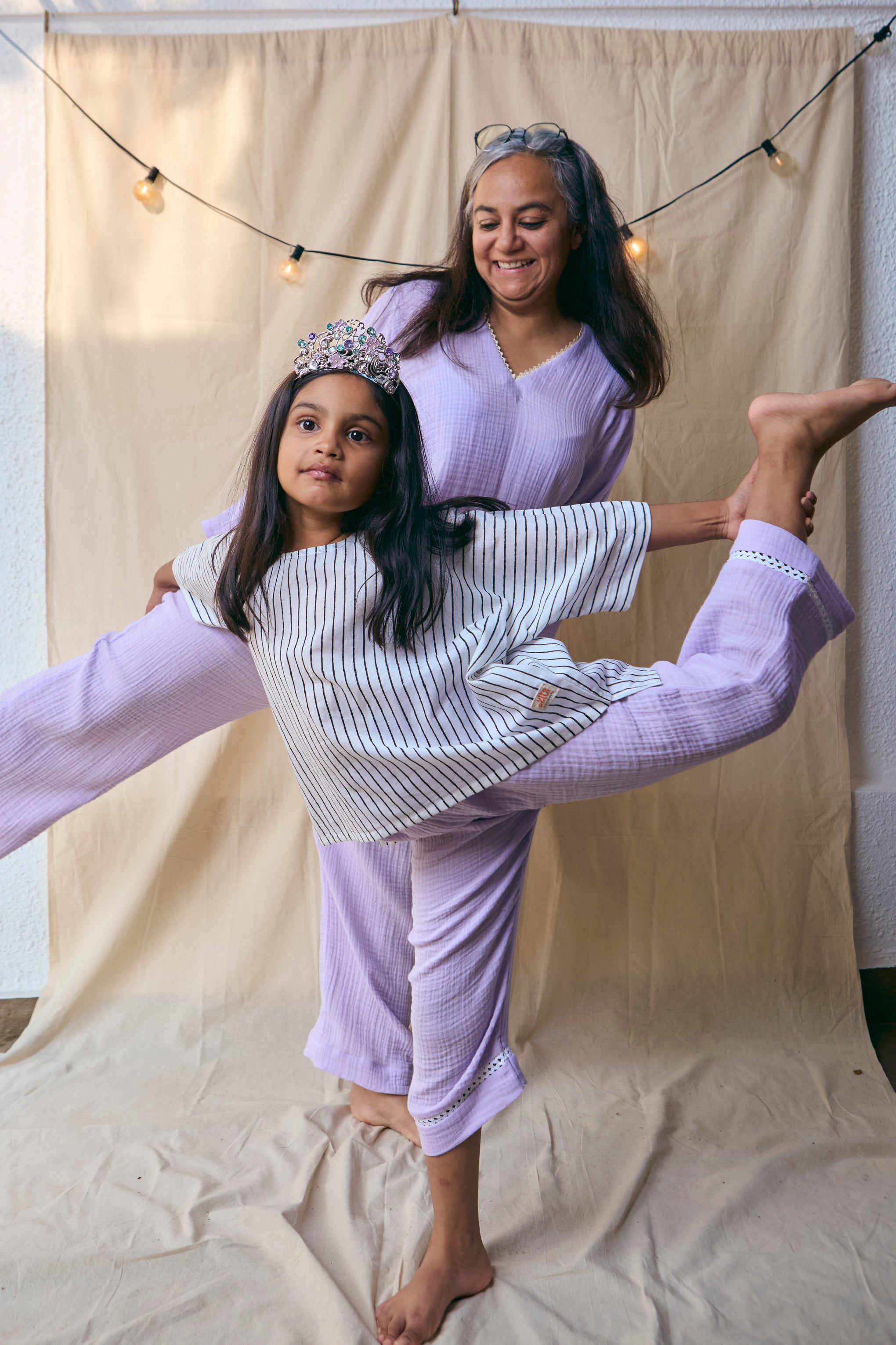 Lilac Dreams | Mommy & Me Organic Muslin Lounge Set Bundle
