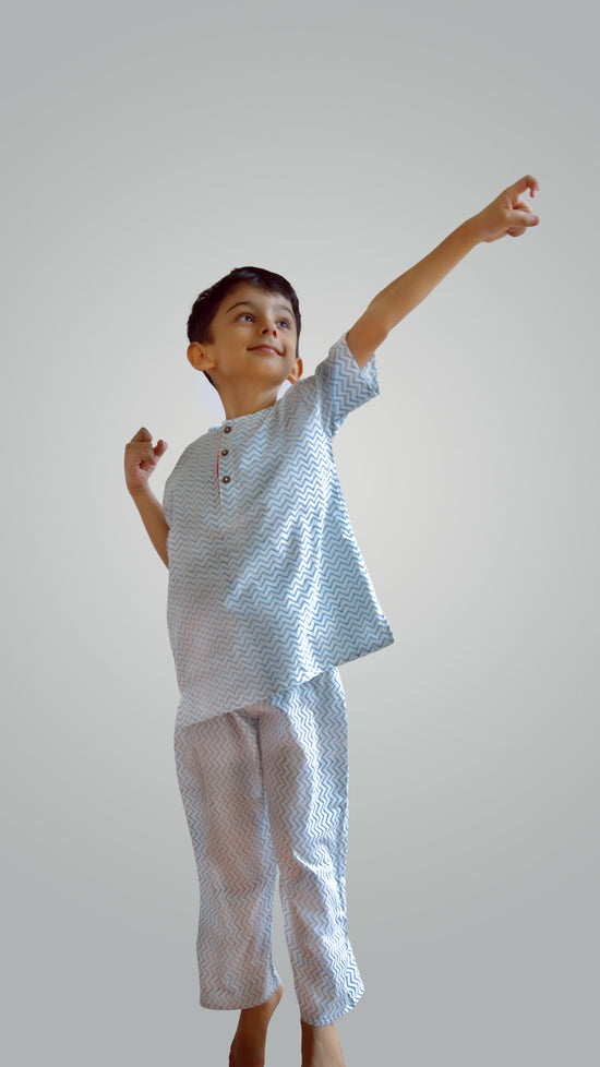Blue Ziggy Chevron Jammies Set