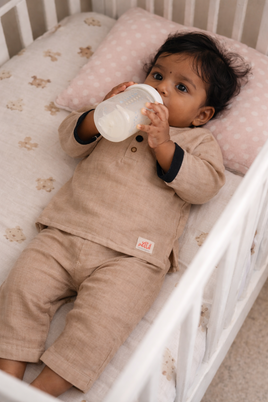 Beige Organic Muslin Kurta set| Infant Loungewear