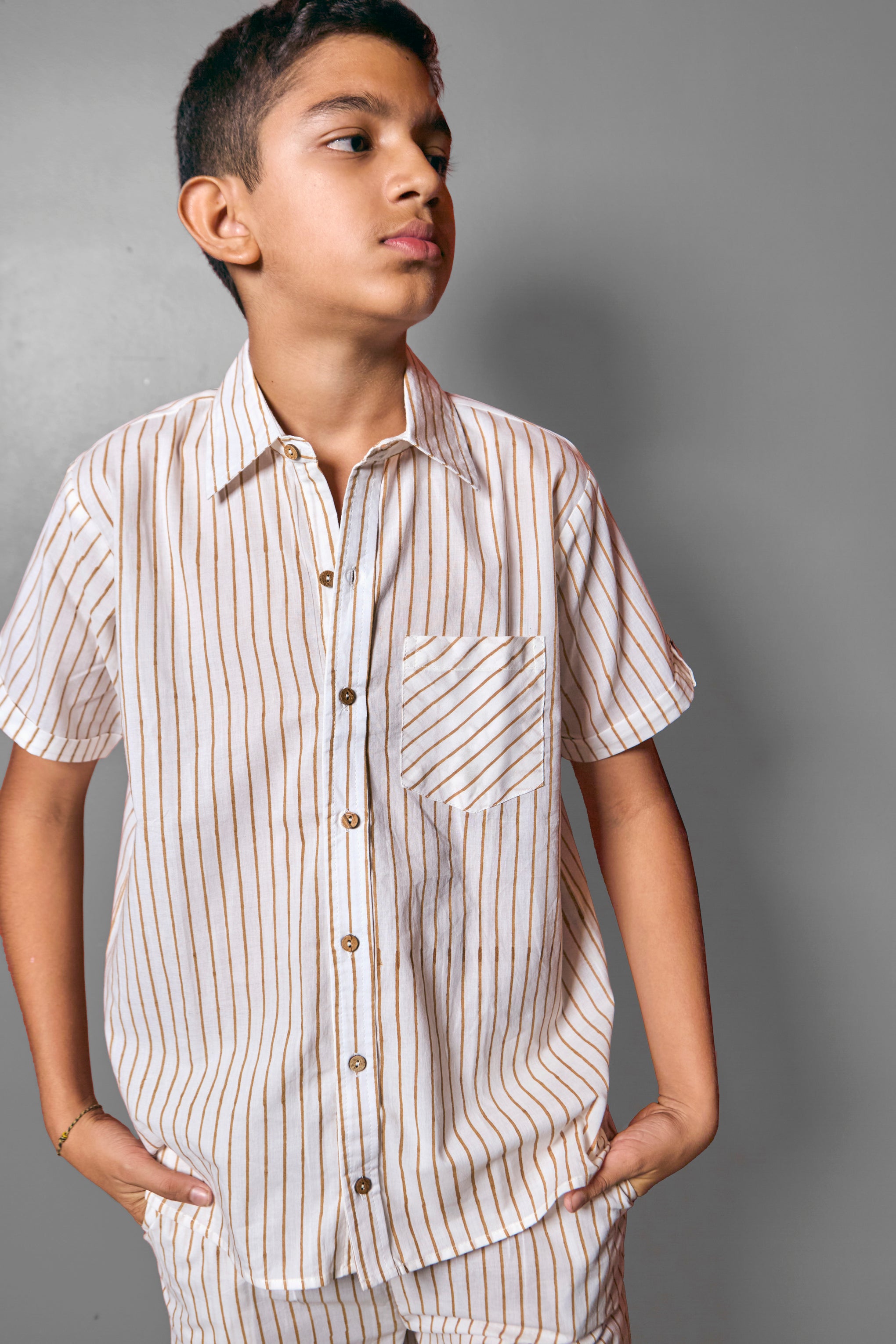 Handblocked| Brown Stripes Pyjama Set –  Kids Sleepwear | Ulta Pulta