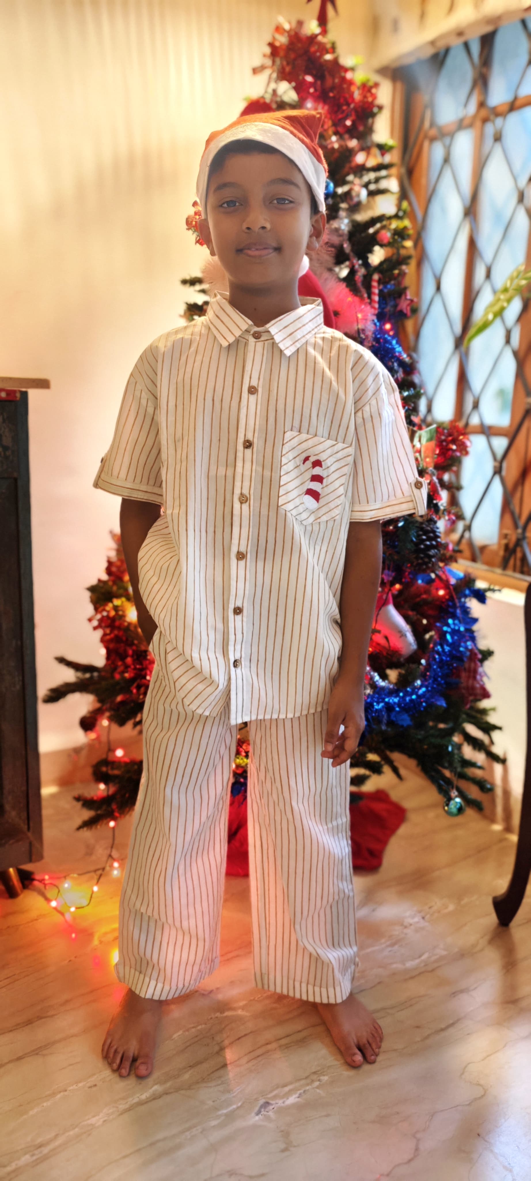 Santa Hat Embroidery  Pyjama Set –  Kids Sleepwear | Ulta Pulta