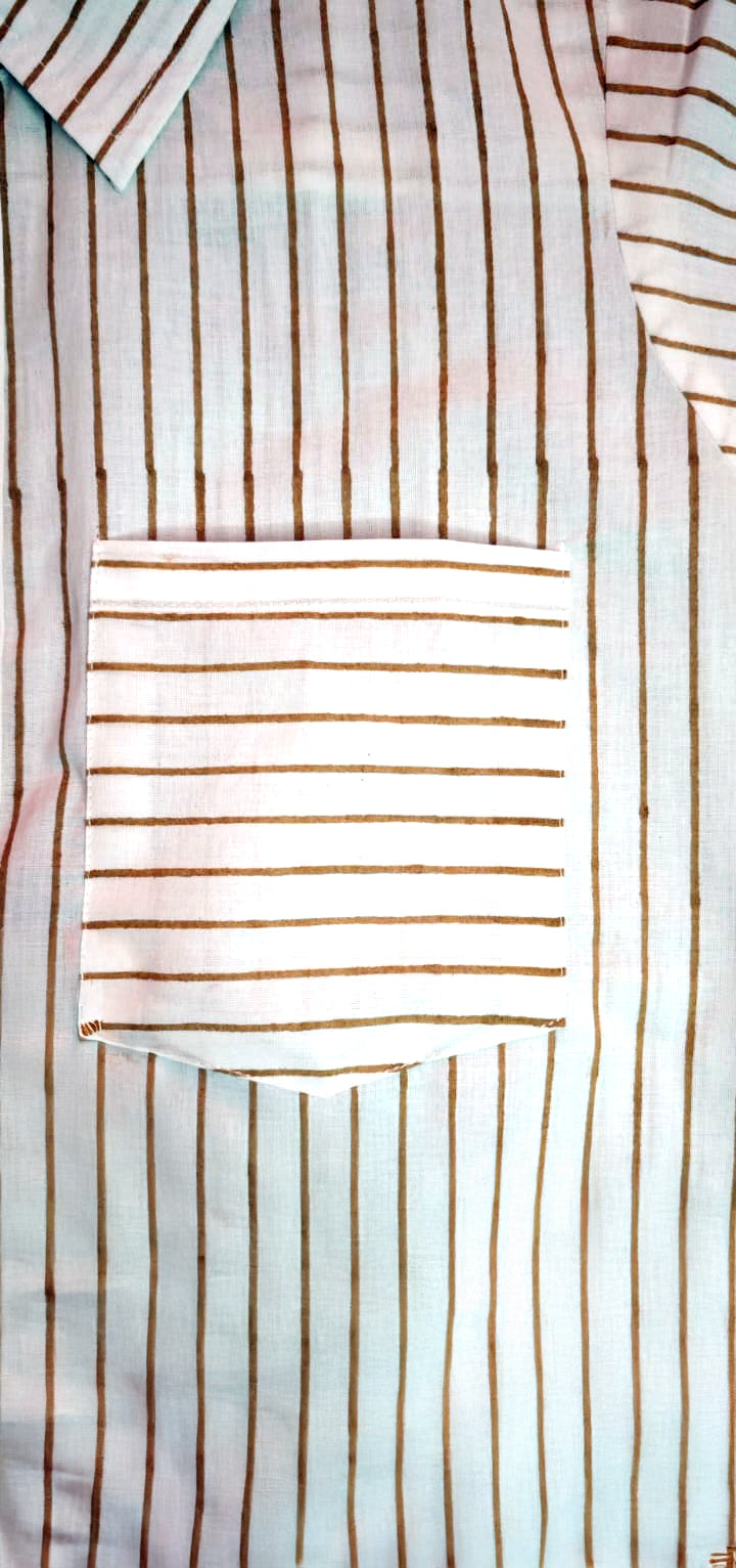 Handblocked| Brown Stripes Pyjama Set –  Kids Sleepwear | Ulta Pulta