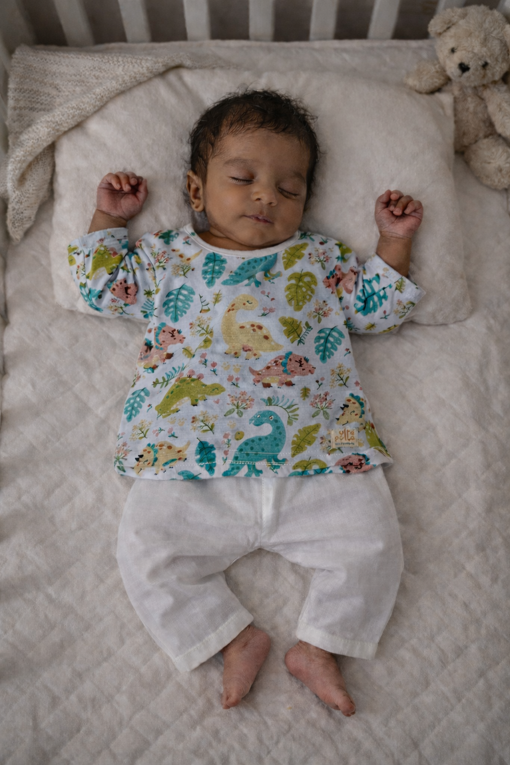Organic Muslin Dino Kurta set| Infant Loungewear