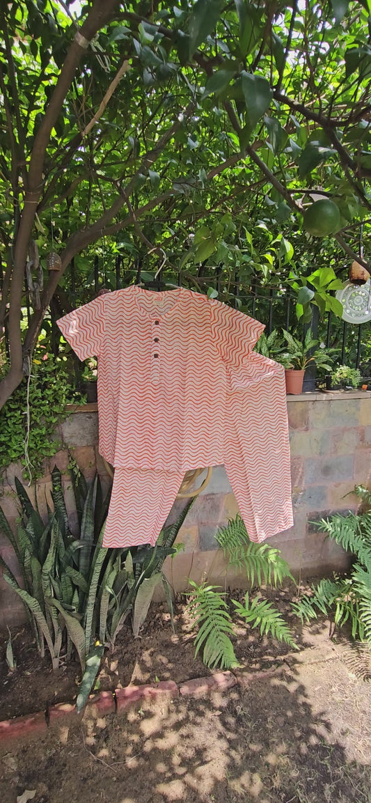 orange swirls half sleeve for kids
